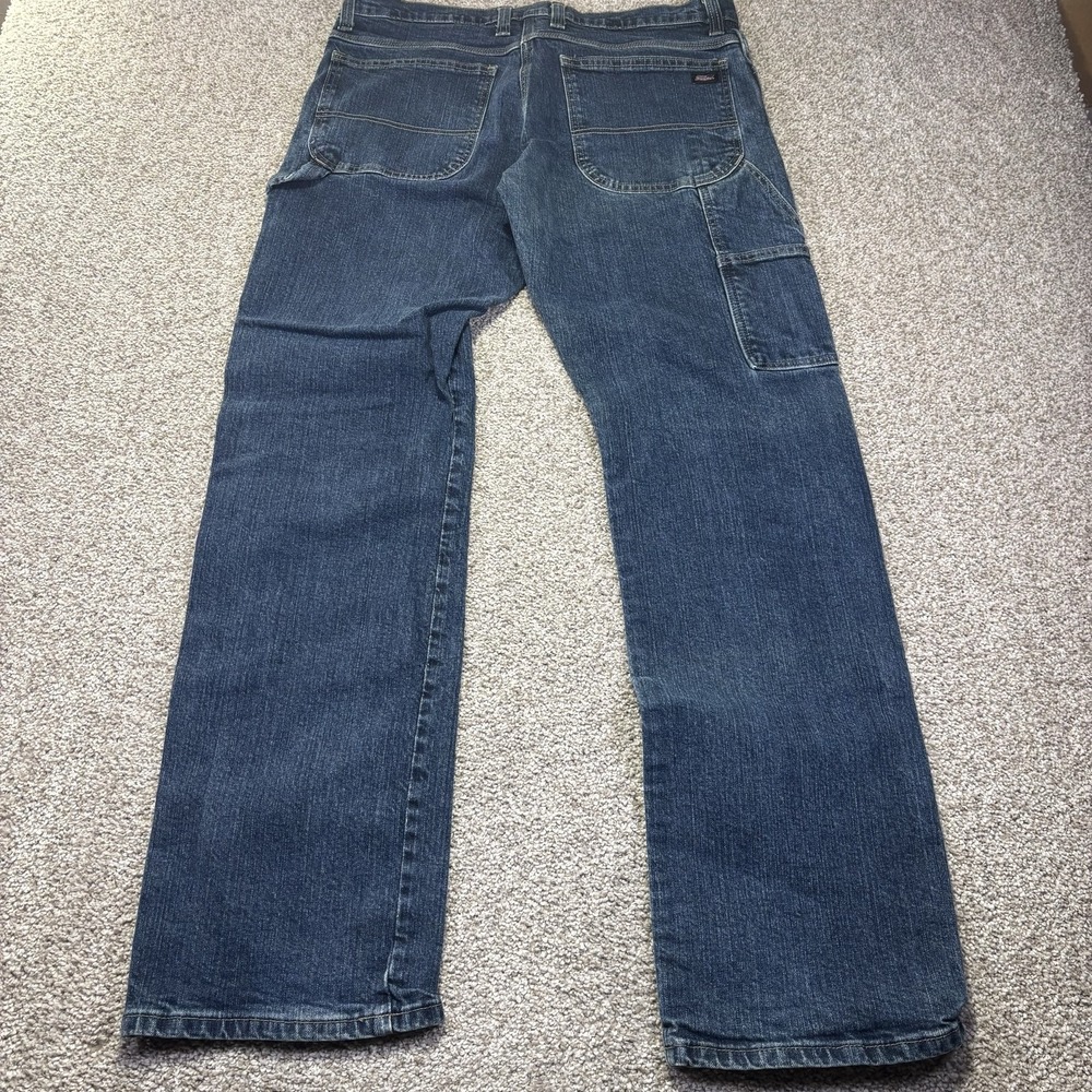 Dickies Jeans Mens 33x32 Blue Med Wash Relaxed Straight Carpenter Denim P371897